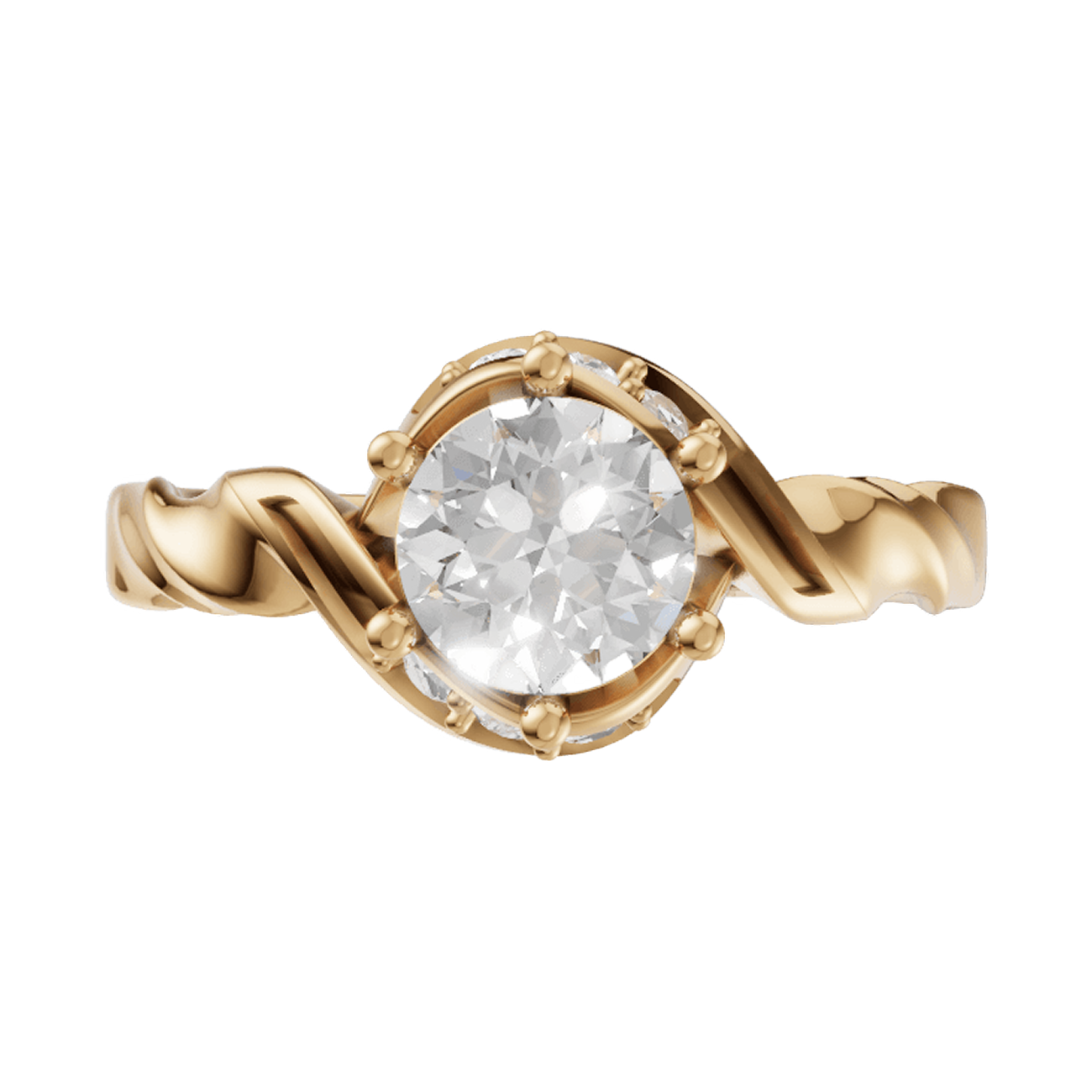 Custom solitaire engagement ring with round diamond by Jewelry by Cleo
