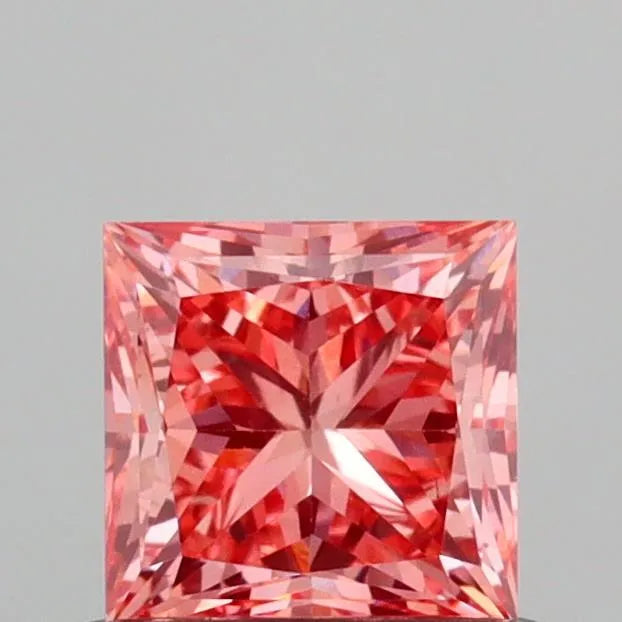0.69ct Princess Lab Grown Diamond (Colour Fancy Vivid Pink, Clarity VS1, IGI Certified)