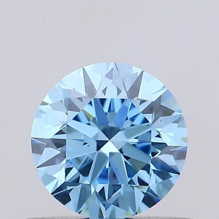 0.52ct Round Lab Grown Diamond (Colour Fancy Vivid Blue, Clarity VS1, Cut VG, IGI Certified) - Jewelry by Cleo