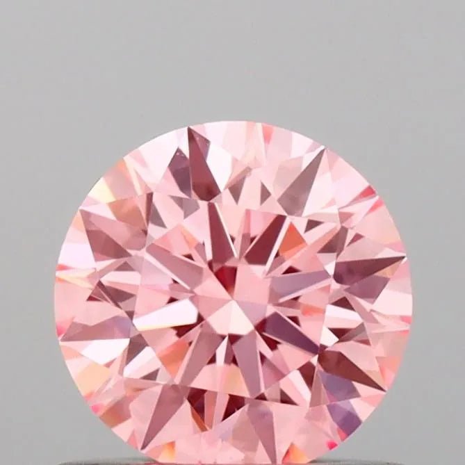 0.65ct Round Lab Grown Diamond (Colour Fancy Vivid Pink, Clarity VVS2, Cut ID, IGI Certified) - Jewelry by Cleo