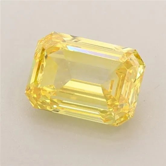 0.88ct Emerald Lab Grown Diamond (Colour Fancy Vivid Yellow, Clarity VVS2, IGI Certified) - Jewelry by Cleo