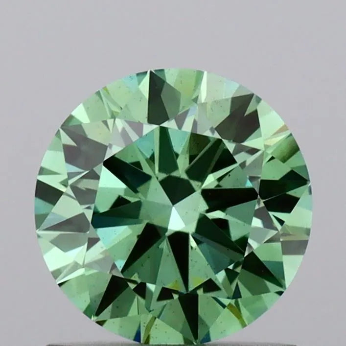 1.00ct Round Lab Grown Diamond (Colour Fancy Vivid Green, Clarity VS2, Cut EX, IGI Certified)