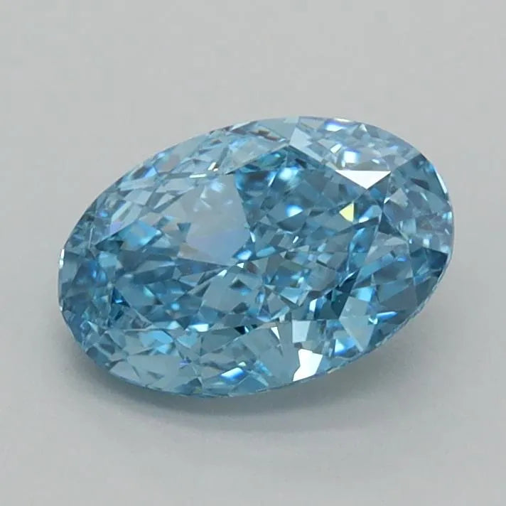 1.02ct Oval Lab Grown Diamond (Colour Fancy Vivid Blue, Clarity VVS2, IGI Certified)