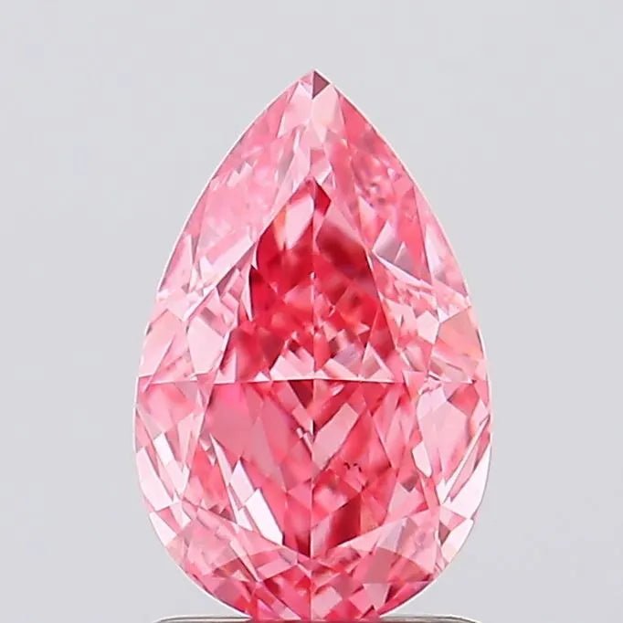 1.00ct Pear Lab Grown Diamond (Colour Fancy Vivid Pink, Clarity VS1, IGI Certified) - Jewelry by Cleo