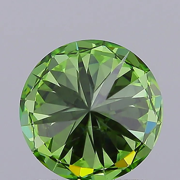 1.06ct Round Lab Grown Diamond (Colour Fancy Vivid Green, Clarity VS1, Cut ID, IGI Certified) - Jewelry by Cleo