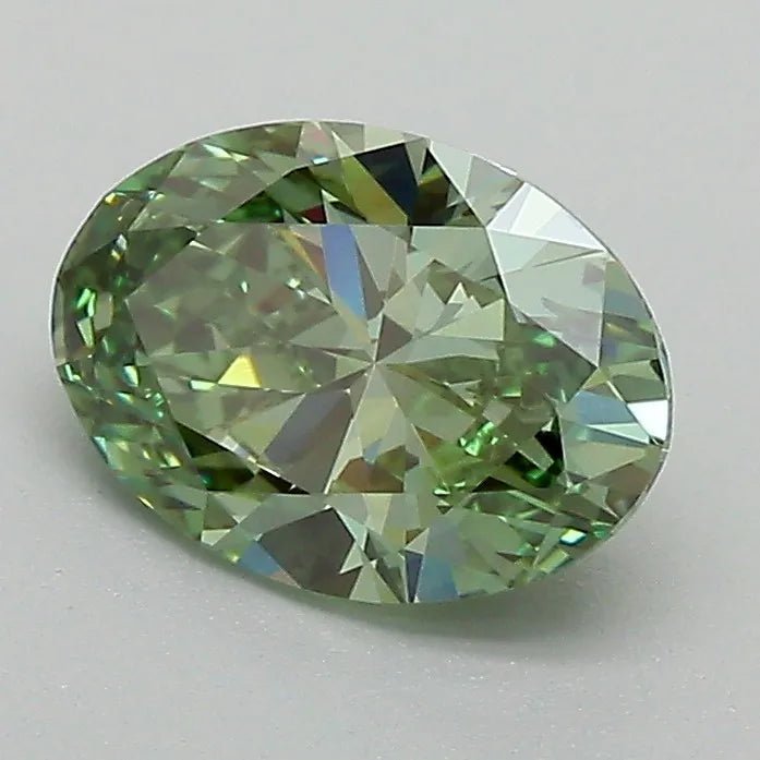 1.21ct Oval Lab Grown Diamond (Colour Fancy Vivid Green, Clarity VVS2, IGI Certified) - Jewelry by Cleo