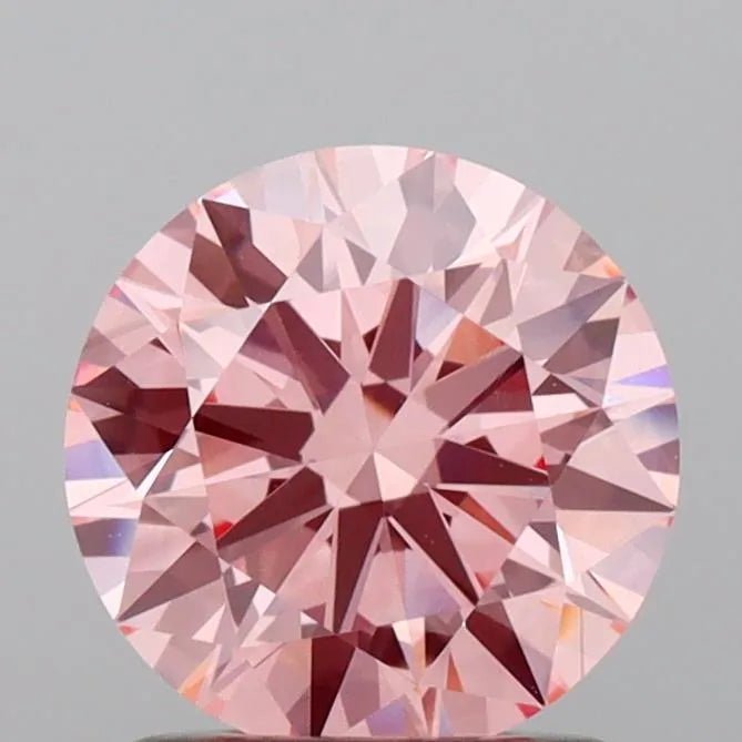1.21ct Round Lab Grown Diamond (Colour Fancy Vivid Pink, Clarity VS1, Cut ID, IGI Certified) - Jewelry by Cleo