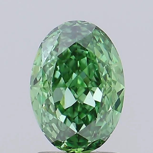 1.22ct Oval Lab Grown Diamond (Colour Fancy Vivid Green, Clarity VS1, IGI Certified) - Jewelry by Cleo