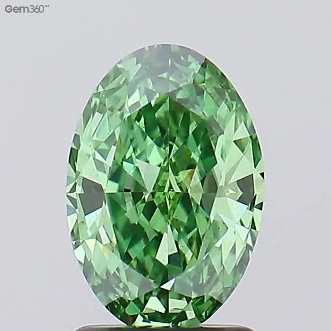 1.28ct Oval Lab Grown Diamond (Colour Fancy Vivid Green, Clarity VS1, IGI Certified) - Jewelry by Cleo