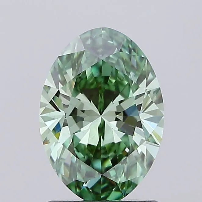 1.32ct Oval Lab Grown Diamond (Colour Fancy Vivid Green, Clarity VS1, IGI Certified) - Jewelry by Cleo