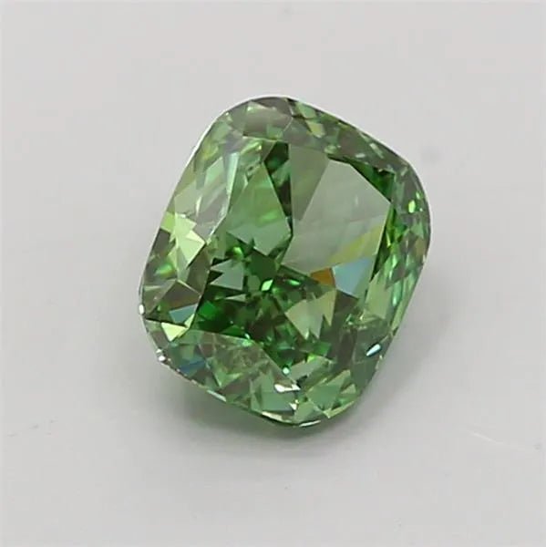 1.41ct Cushion modified Lab Grown Diamond (Colour Fancy Vivid Green, Clarity VS1, IGI Certified) - Jewelry by Cleo