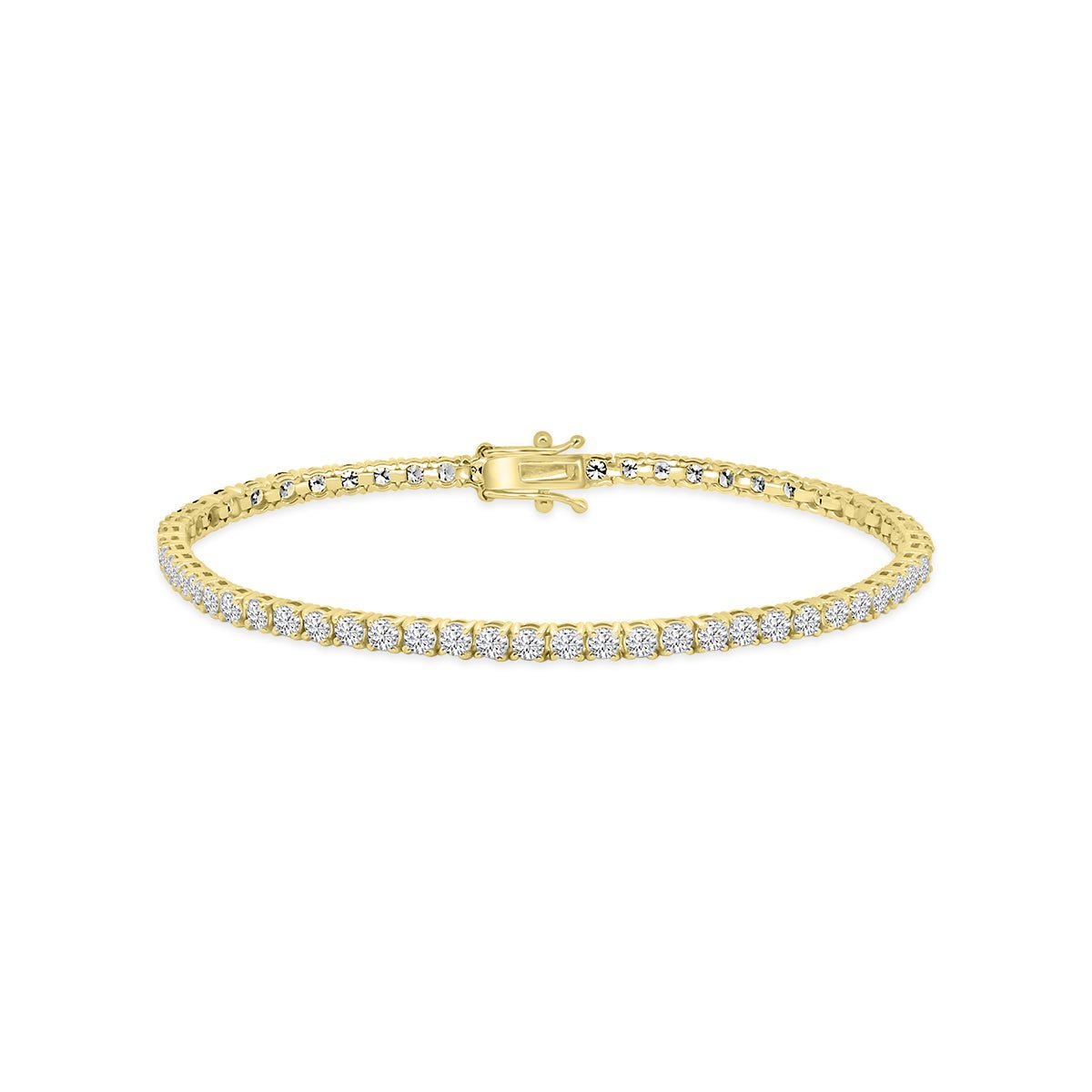 14K Classic Standard 4 Prong 5.00 TCW Diamond Tennis Bracelet, 7" - Jewelry by Cleo
