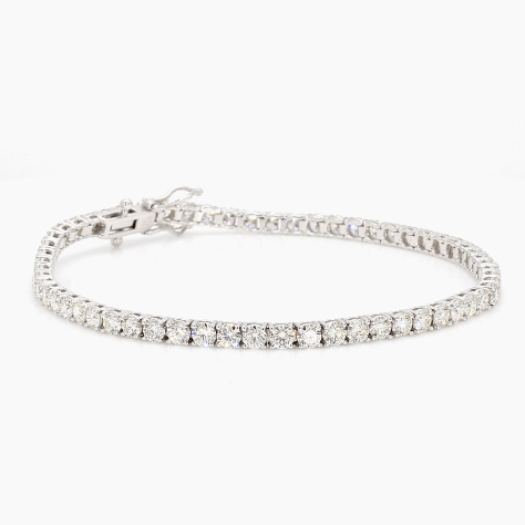 14K Classic Standard 4 Prong 5.00 TCW Diamond Tennis Bracelet, 7" - Jewelry by Cleo
