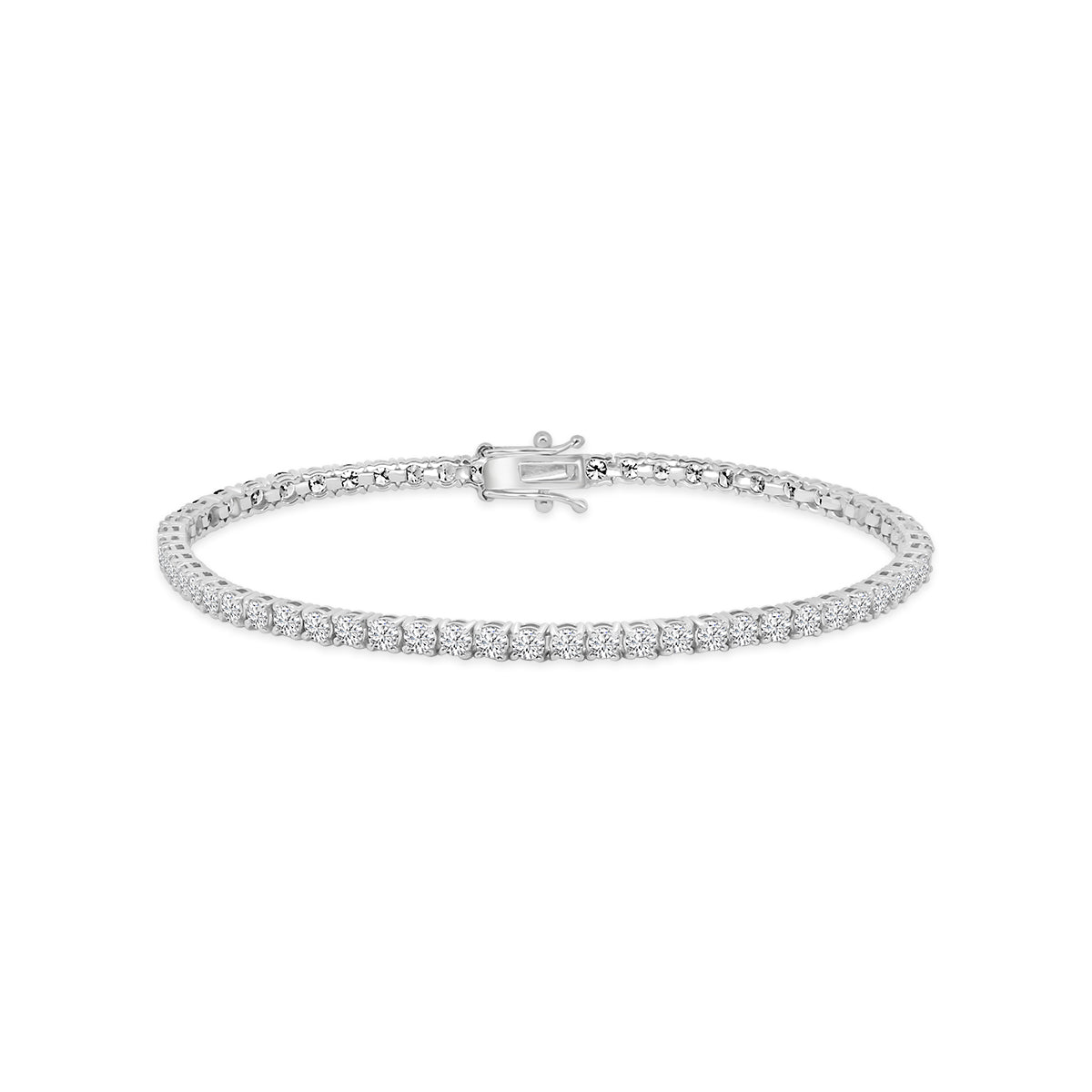14K Classic Standard 4 Prong 5.00 TCW Diamond Tennis Bracelet, 7" - Jewelry by Cleo