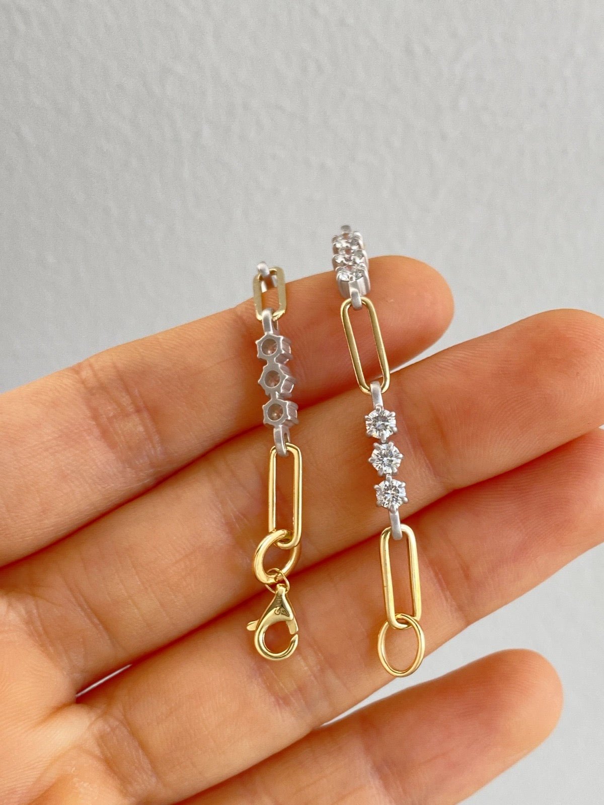 14k gold chain - link bracelet with lab diamonds - Jewelry by Cleo