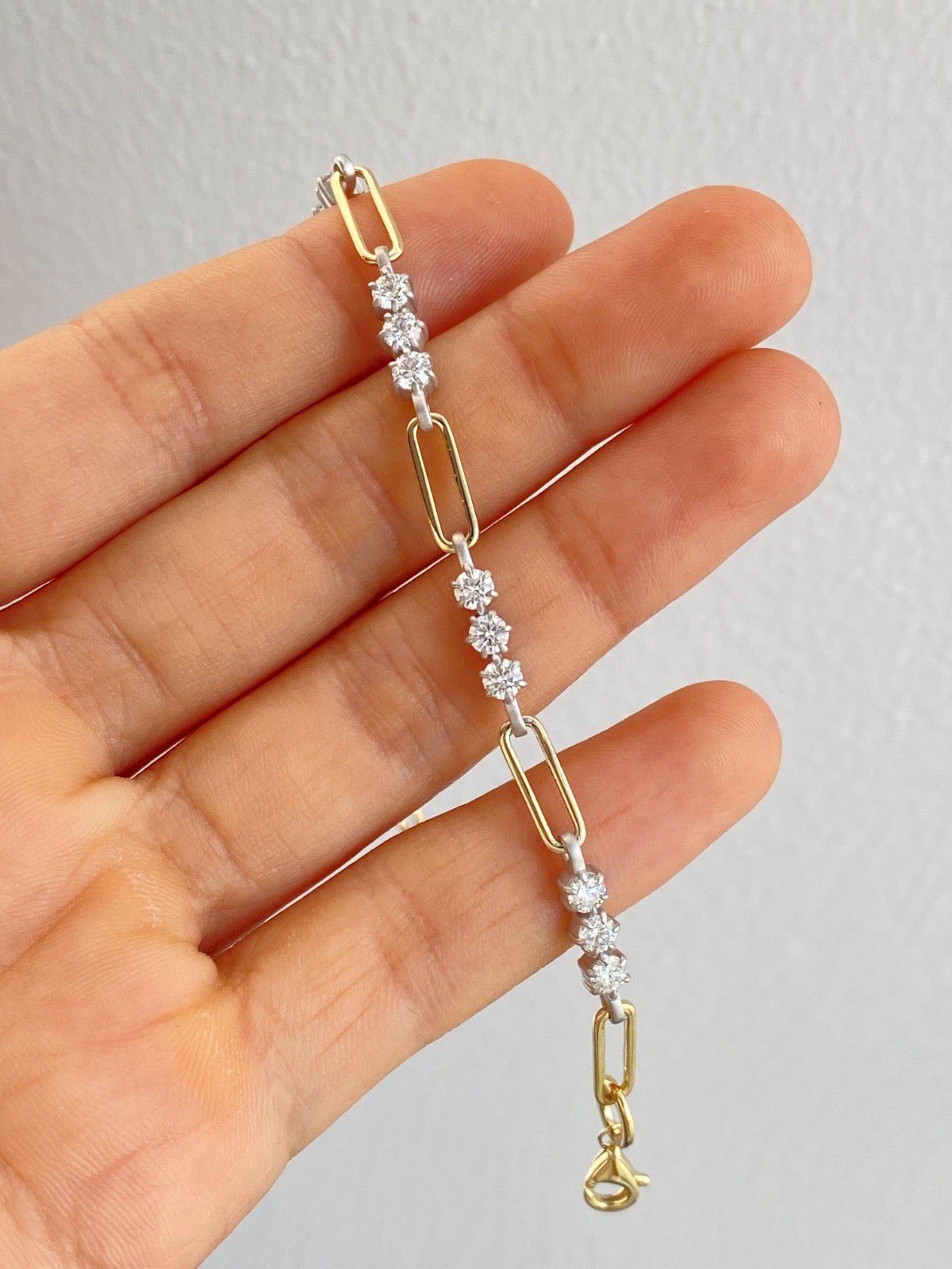 14k gold chain - link bracelet with lab diamonds - Jewelry by Cleo