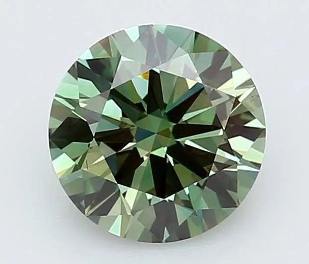 1.50ct Round Lab Grown Diamond (Colour Fancy Vivid Green, Clarity VS2, Cut ID, IGI Certified) - Jewelry by Cleo