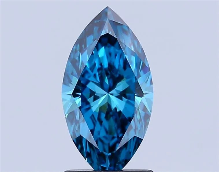1.51ct Marquise Lab Grown Diamond (Colour Fancy Vivid Blue, Clarity VVS2, IGI Certified) - Jewelry by Cleo
