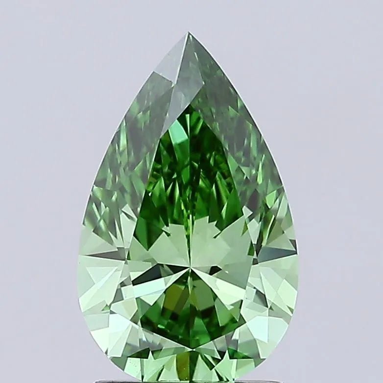 1.52ct Pear Lab Grown Diamond (Colour Fancy Vivid Green, Clarity VVS2, IGI Certified) - Jewelry by Cleo
