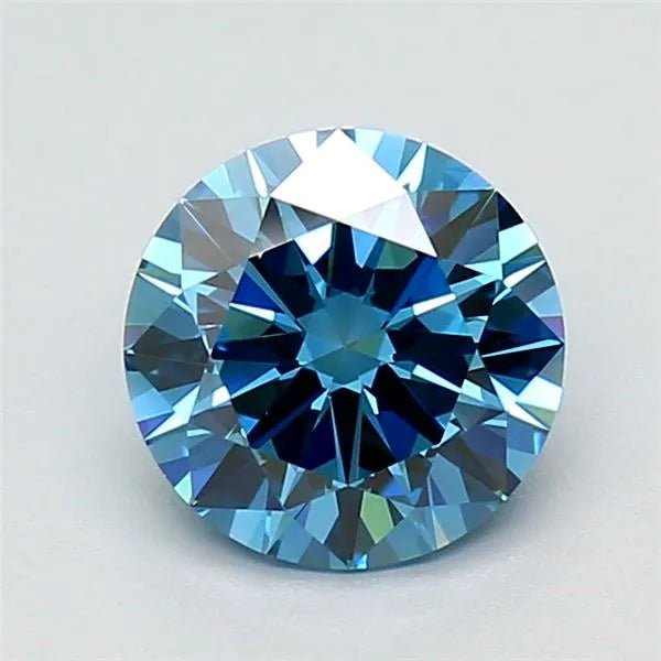 1.52ct Round Lab Grown Diamond (Colour Fancy Vivid Blue, Clarity VS1, Cut EX, IGI Certified) - Jewelry by Cleo