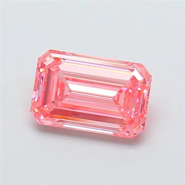 1.53ct Emerald Lab Grown Diamond (Colour Fancy Vivid Pink, Clarity VS1, IGI Certified) - Jewelry by Cleo