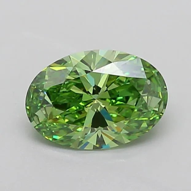 1.55ct Oval Lab Grown Diamond (Colour Fancy Vivid Green, Clarity VVS2, IGI Certified) - Jewelry by Cleo