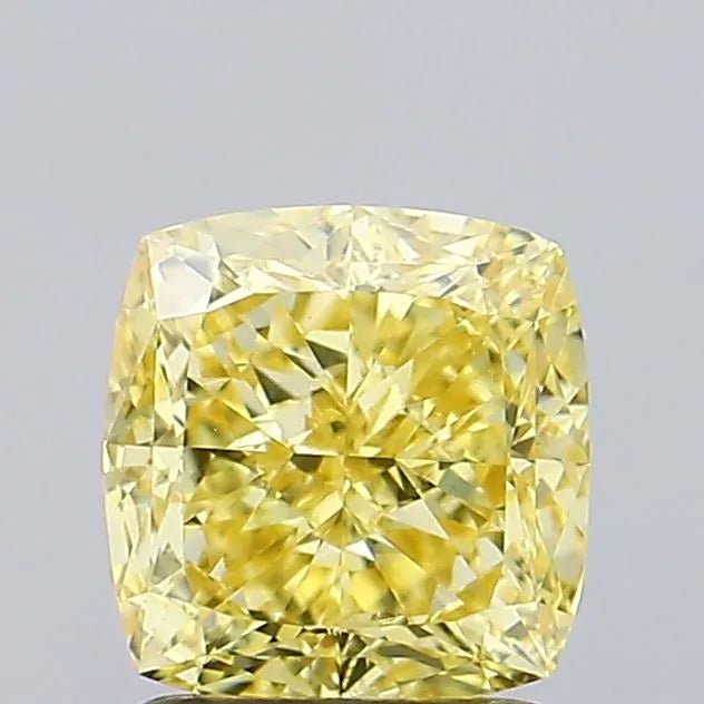 1.61ct Cushion modified Lab Grown Diamond (Colour Fancy Vivid Yellow, Clarity SI1, IGI Certified) - Jewelry by Cleo