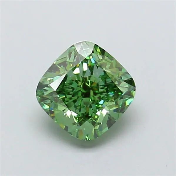 1.80ct Cushion modified Lab Grown Diamond (Colour Fancy Vivid Green, Clarity VVS2, IGI Certified) - Jewelry by Cleo