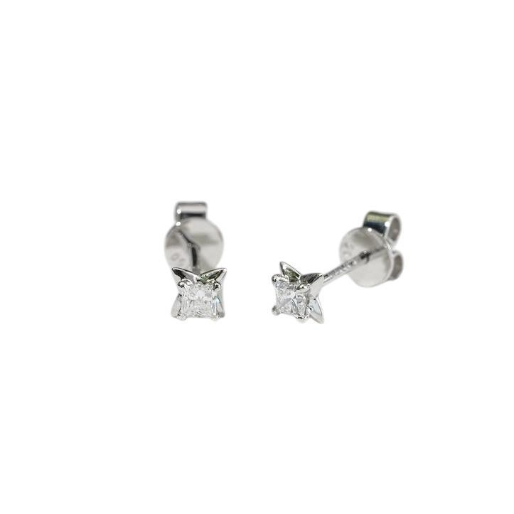 18K gold square lab diamond stud 0.19 TCW - Jewelry by Cleo