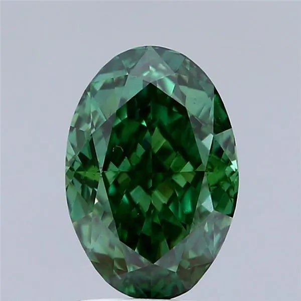 1.90ct Oval Lab Grown Diamond (Colour Fancy Vivid Green, Clarity VS2, IGI Certified) - Jewelry by Cleo