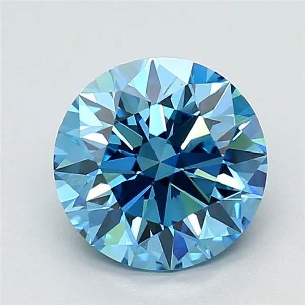 1.90ct Round Lab Grown Diamond (Colour Fancy Vivid Blue, Clarity VS1, Cut ID, IGI Certified) - Jewelry by Cleo