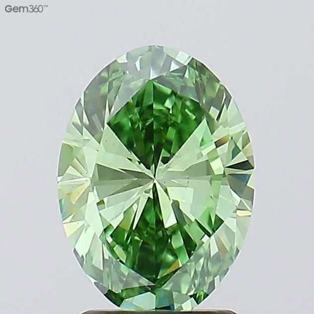 1.99ct Oval Lab Grown Diamond (Colour Fancy Vivid Green, Clarity VS1, IGI Certified) - Jewelry by Cleo