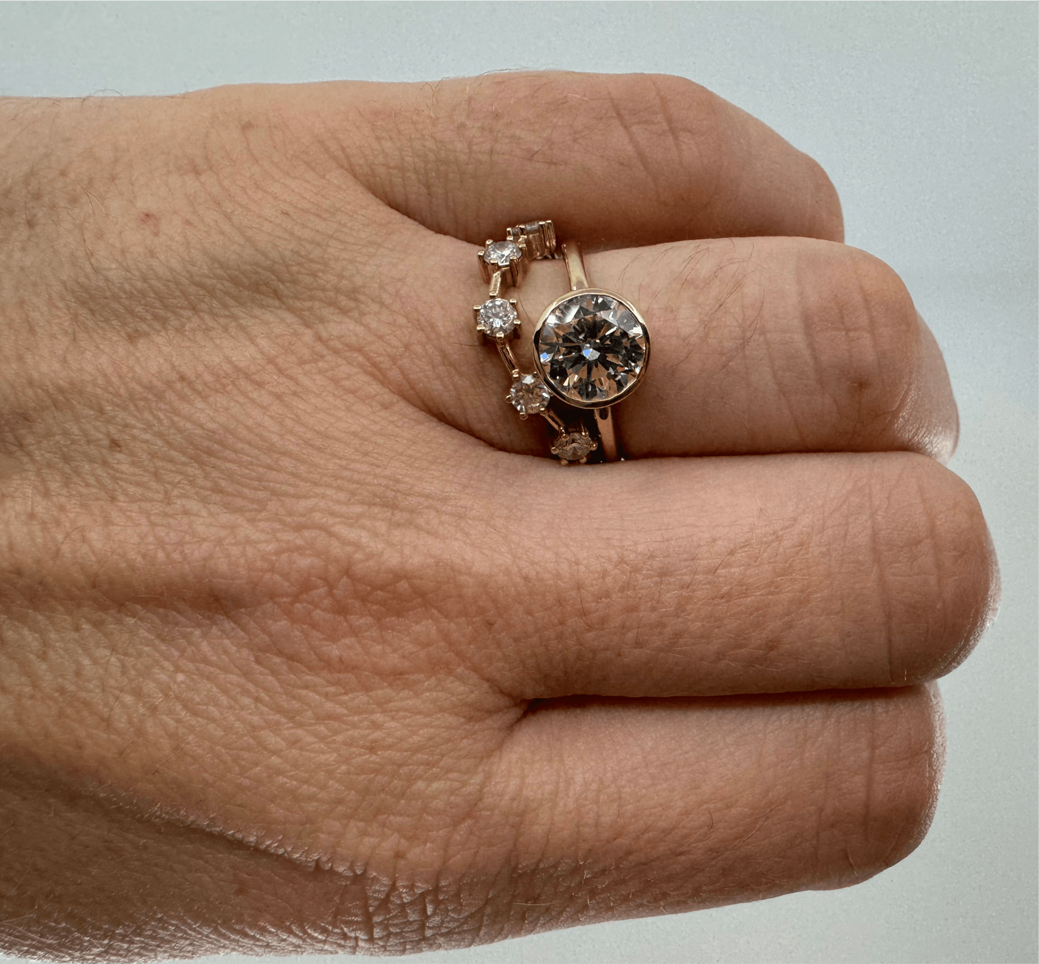 2 carat round brilliant cut lab grown diamond button back ring in 14k yellow gold, size 7 - Jewelry by Cleo