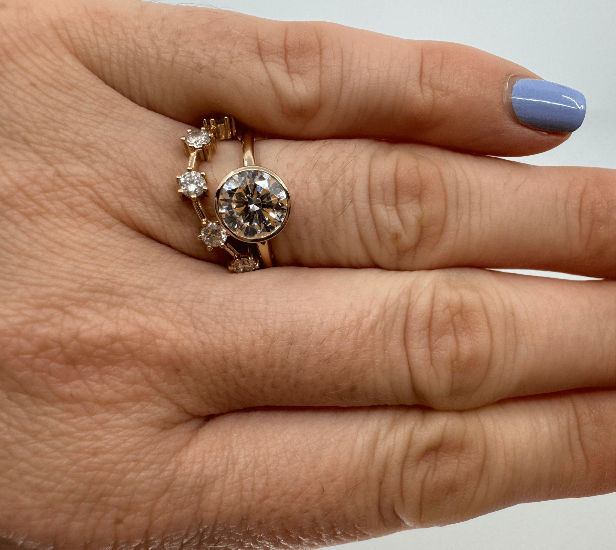2 carat round brilliant cut lab grown diamond button back ring in 14k yellow gold, size 7 - Jewelry by Cleo
