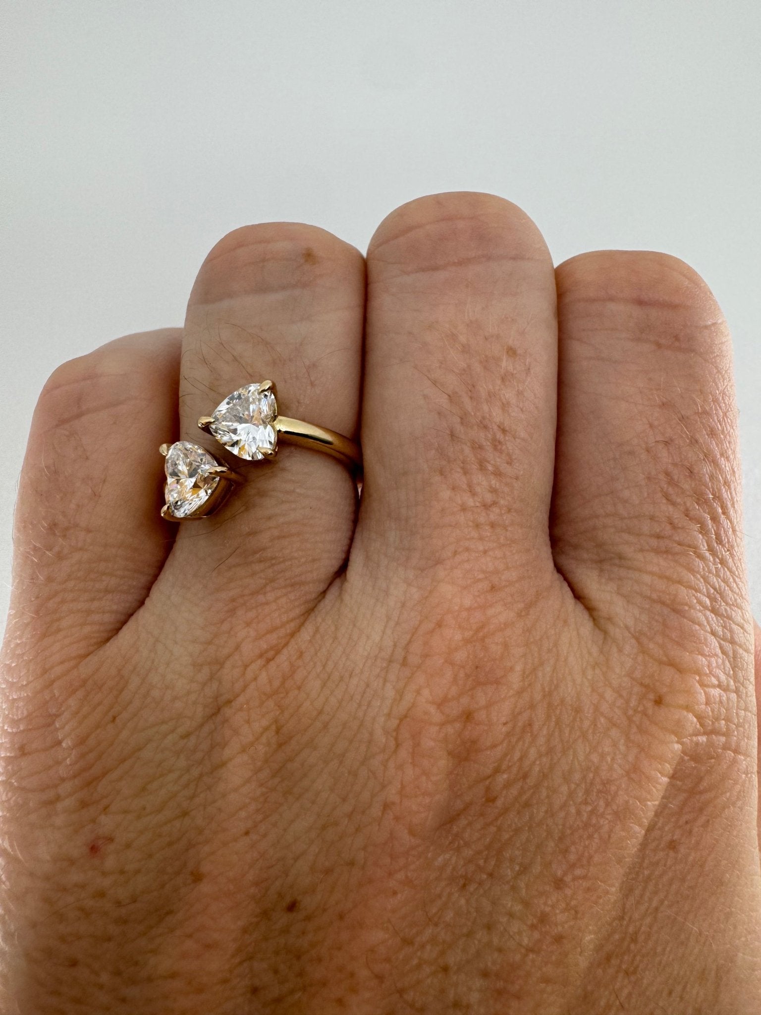 2 heart lab diamond bypass ring - Jewelry by Cleo