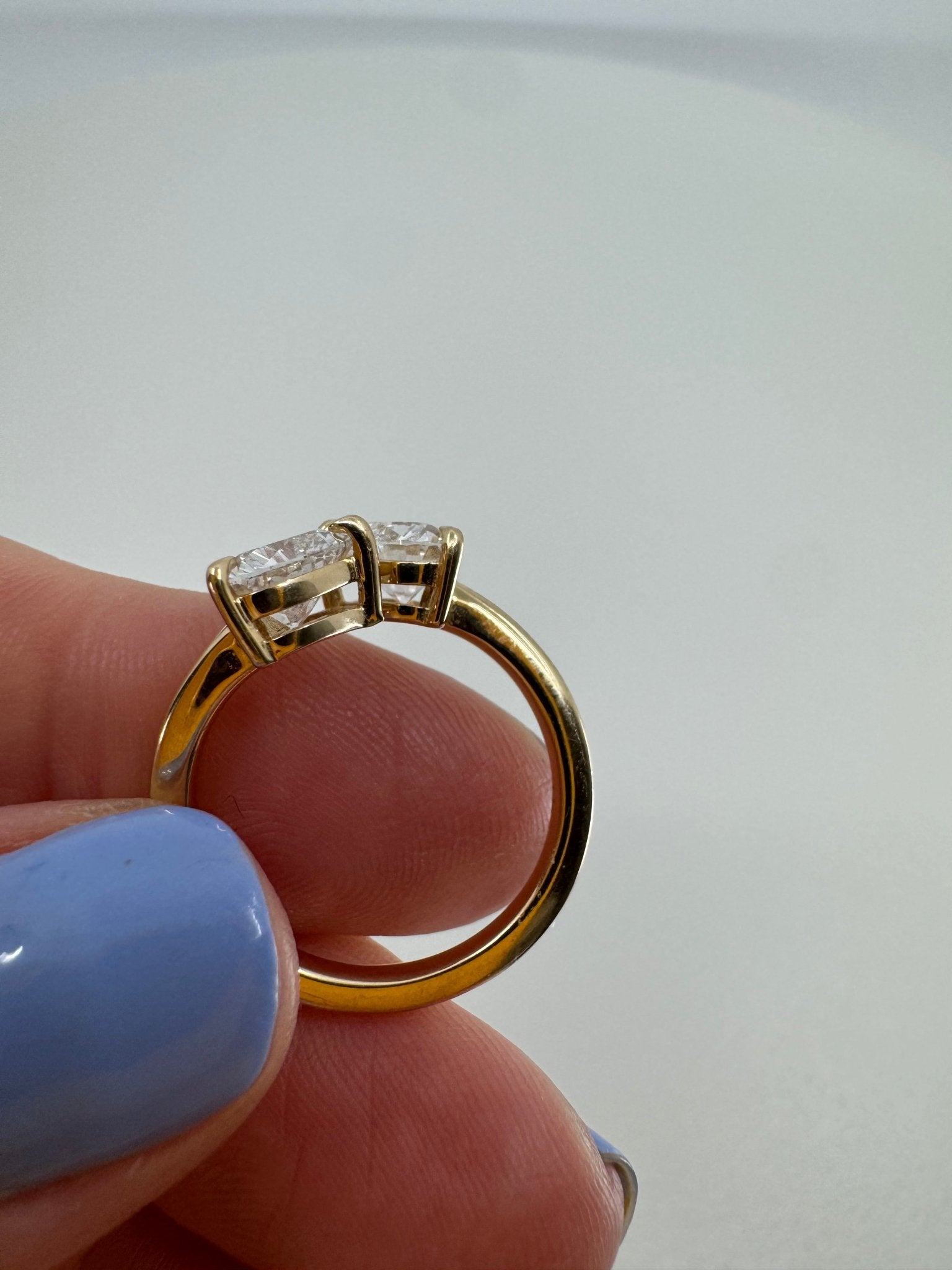 2 heart lab diamond bypass ring - Jewelry by Cleo