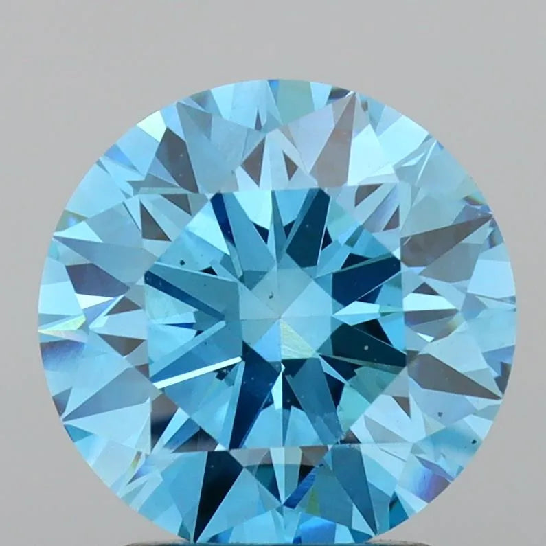 2.05ct Round Lab Grown Diamond (Colour Fancy Vivid Blue, Clarity VS1, Cut ID, IGI Certified)