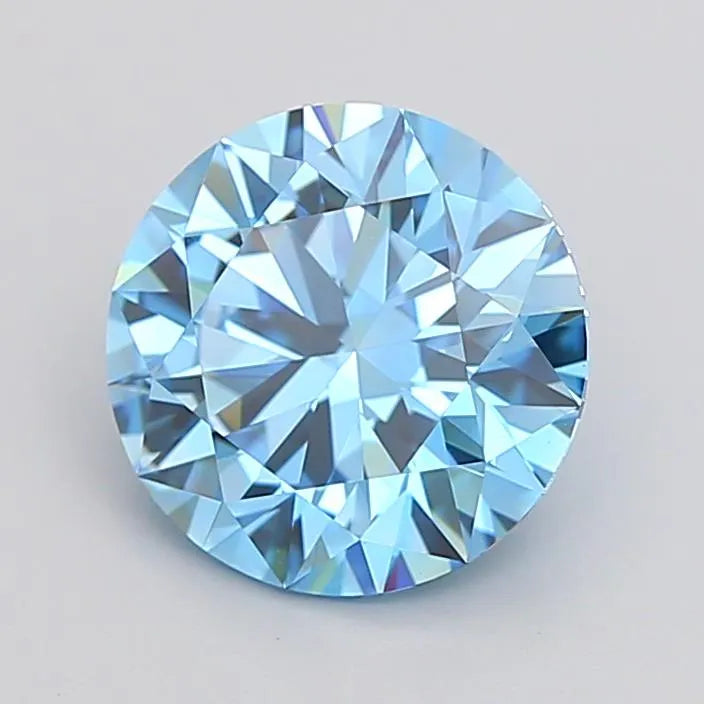 2.38ct Round Lab Grown Diamond (Colour Fancy Vivid Blue, Clarity VVS2, Cut ID, IGI Certified)