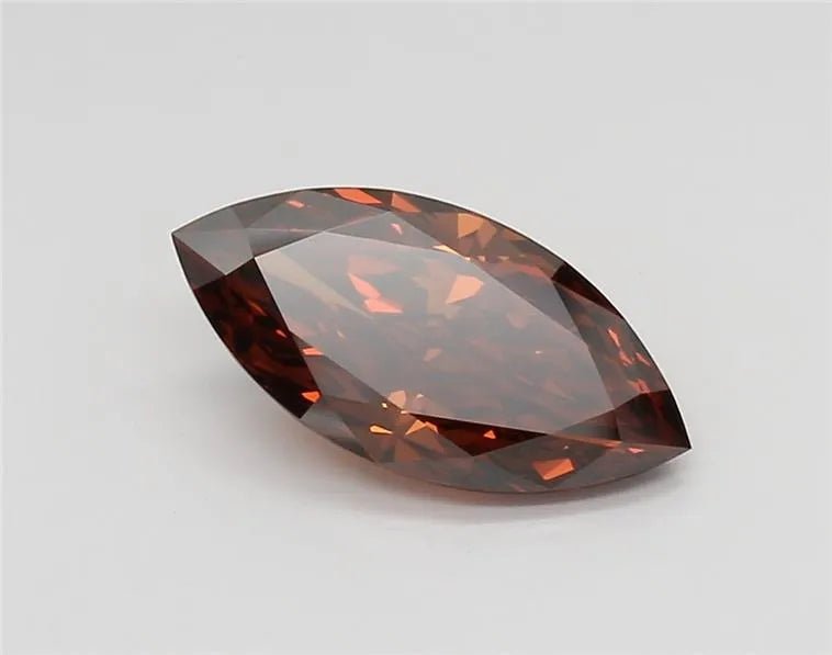 2.00ct Marquise Lab Grown Diamond (Colour Fancy Vivid Brownish Pink, Clarity VS1, Cut GD, IGI Certified) - Jewelry by Cleo