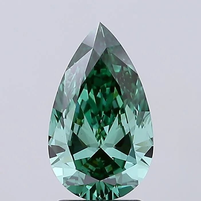 2.00ct Pear Lab Grown Diamond (Colour Fancy Vivid Green, Clarity VS1, IGI Certified) - Jewelry by Cleo