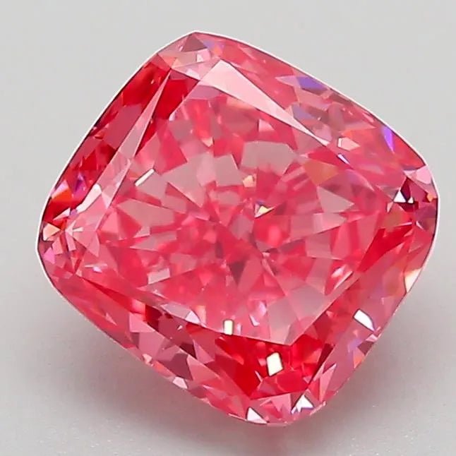 2.01ct Cushion modified Lab Grown Diamond (Colour Fancy Vivid Pink, Clarity VS1, IGI Certified) - Jewelry by Cleo