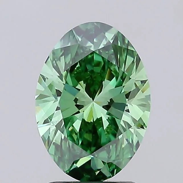 2.01ct Oval Lab Grown Diamond (Colour Fancy Vivid Green, Clarity VS1, IGI Certified) - Jewelry by Cleo