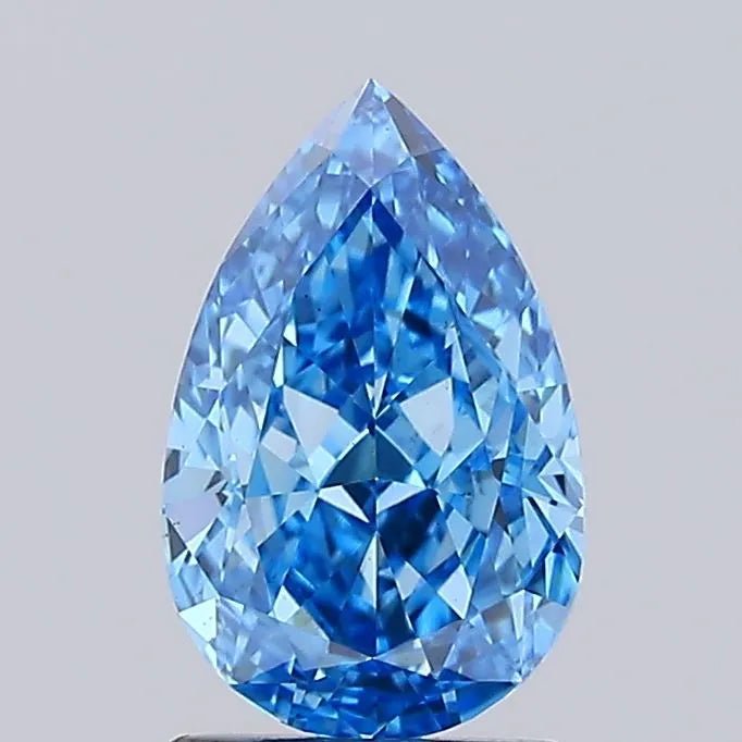 2.01ct Pear Lab Grown Diamond (Colour Fancy Vivid Blue, Clarity VS1, IGI Certified) - Jewelry by Cleo
