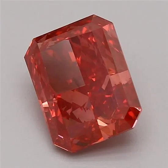 2.01ct Radiant Lab Grown Diamond (Colour Fancy Vivid Red, Clarity VS2, Cut EX, IGI Certified) - Jewelry by Cleo