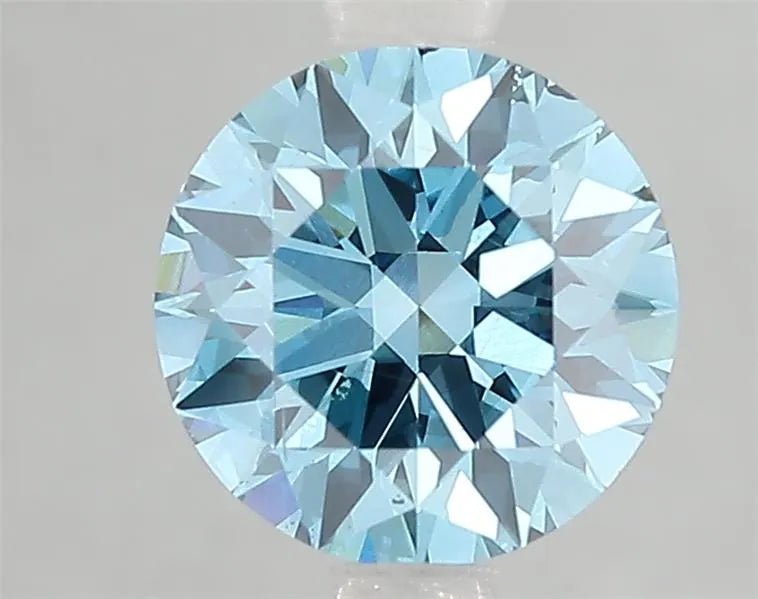 2.01ct Round Lab Grown Diamond (Colour Fancy Vivid Blue, Clarity VS2, Cut ID, IGI Certified) - Jewelry by Cleo