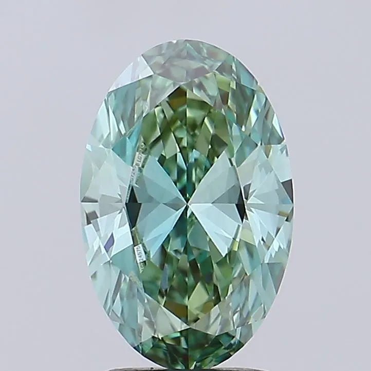 2.02ct Oval Lab Grown Diamond (Colour Fancy Vivid Blue Green, Clarity VVS2, IGI Certified) - Jewelry by Cleo