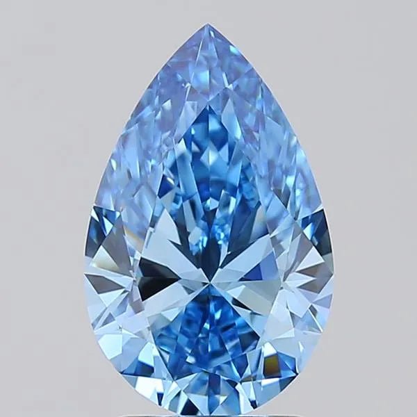 2.02ct Pear Lab Grown Diamond (Colour Fancy Vivid Blue, Clarity VVS1, IGI Certified) - Jewelry by Cleo