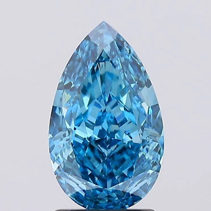 2.03ct Pear Lab Grown Diamond (Colour Fancy Vivid Blue, Clarity VS1, IGI Certified) - Jewelry by Cleo