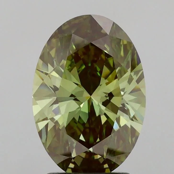 2.04ct Oval Lab Grown Diamond (Colour Fancy Deep Green, Clarity VS2, IGI Certified) - Jewelry by Cleo