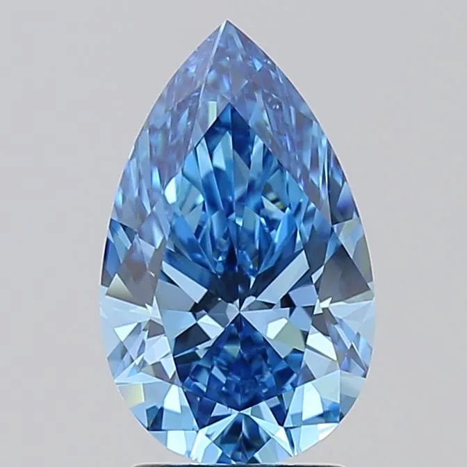 2.05ct Pear Lab Grown Diamond (Colour Fancy Vivid Blue, Clarity VVS2, IGI Certified) - Jewelry by Cleo